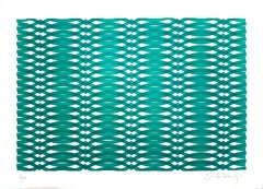 Green Composition - Original Screen Print by V. Debach - 1970s