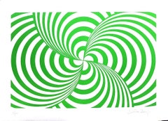 Green Composition - Original Screen Print by Victor Debach - 1970s