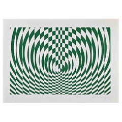 Optical Green Composition - Original Screen Print by Victor Debach - 1970s
