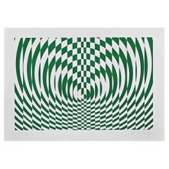 Optical Green Composition - Screen Print by Victor Debach - 1970s