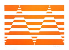 Orange Composition - Original Screen Print by Victor Debach - 1970s