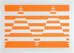 Orange Composition - Screen Print by Victor Debach - 1970s