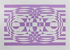 Purple Composition - Original Screen Print by Victor Debach - 1970s