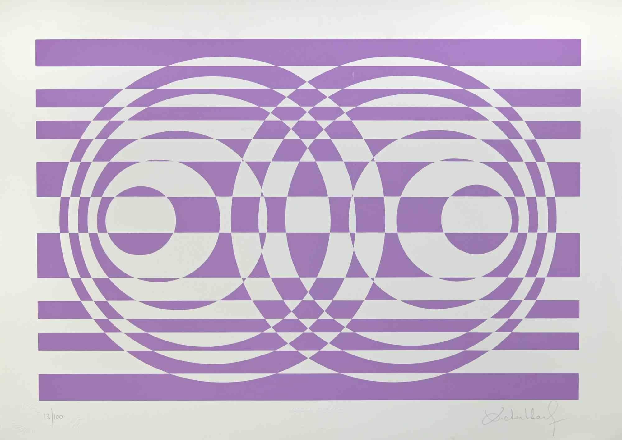 Purple Composition - Screen Print by Victor Debach - 1970s