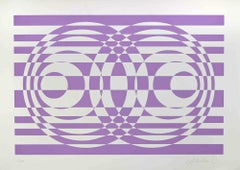 Purple Composition - Screen Print by Victor Debach - 1970s
