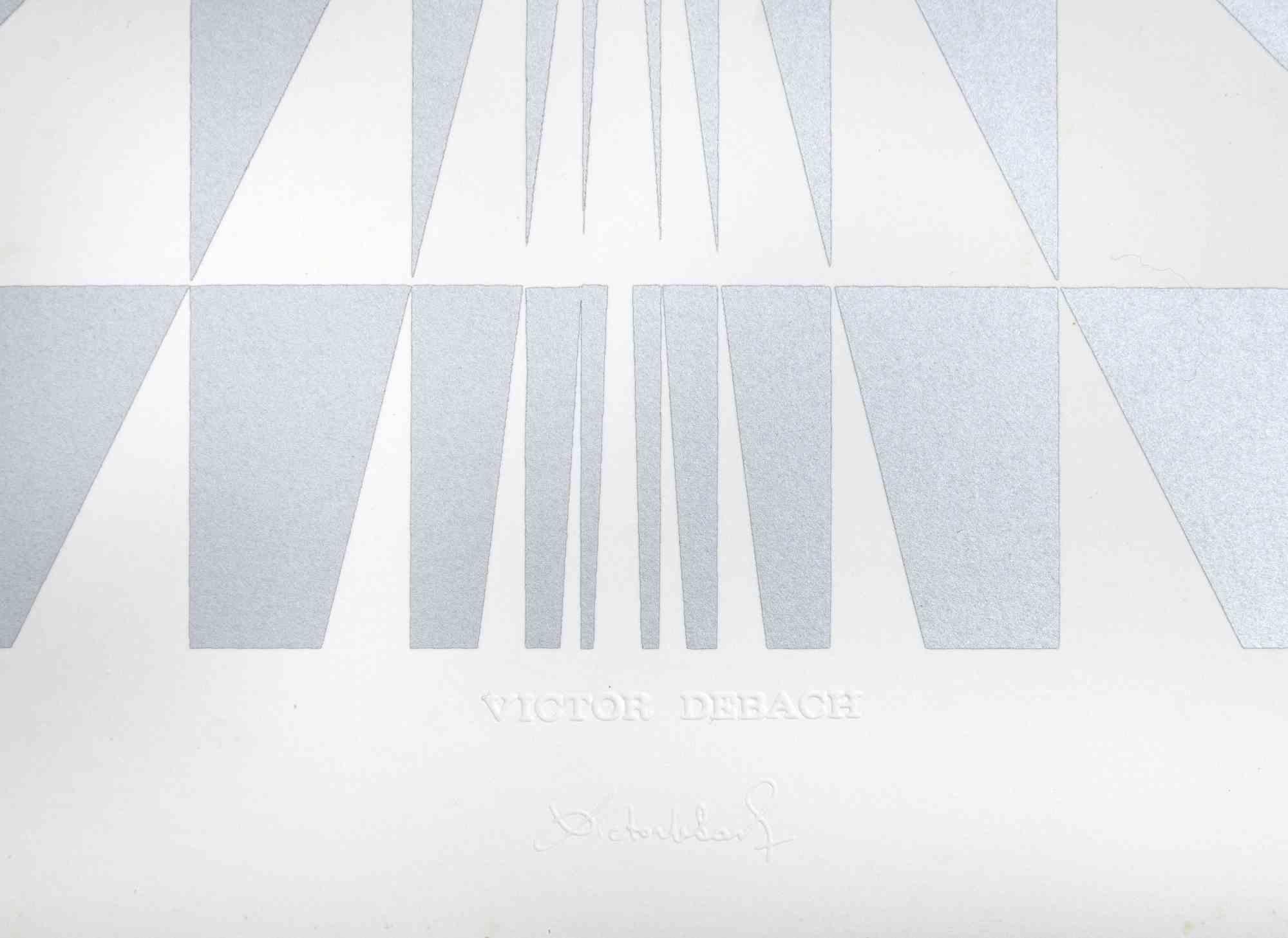 Silver Composition - Original Screen Print by Victor Debach - 1970s 1
