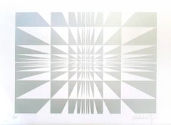 Silver Composition - Original Screen Print by Victor Debach - 1970s