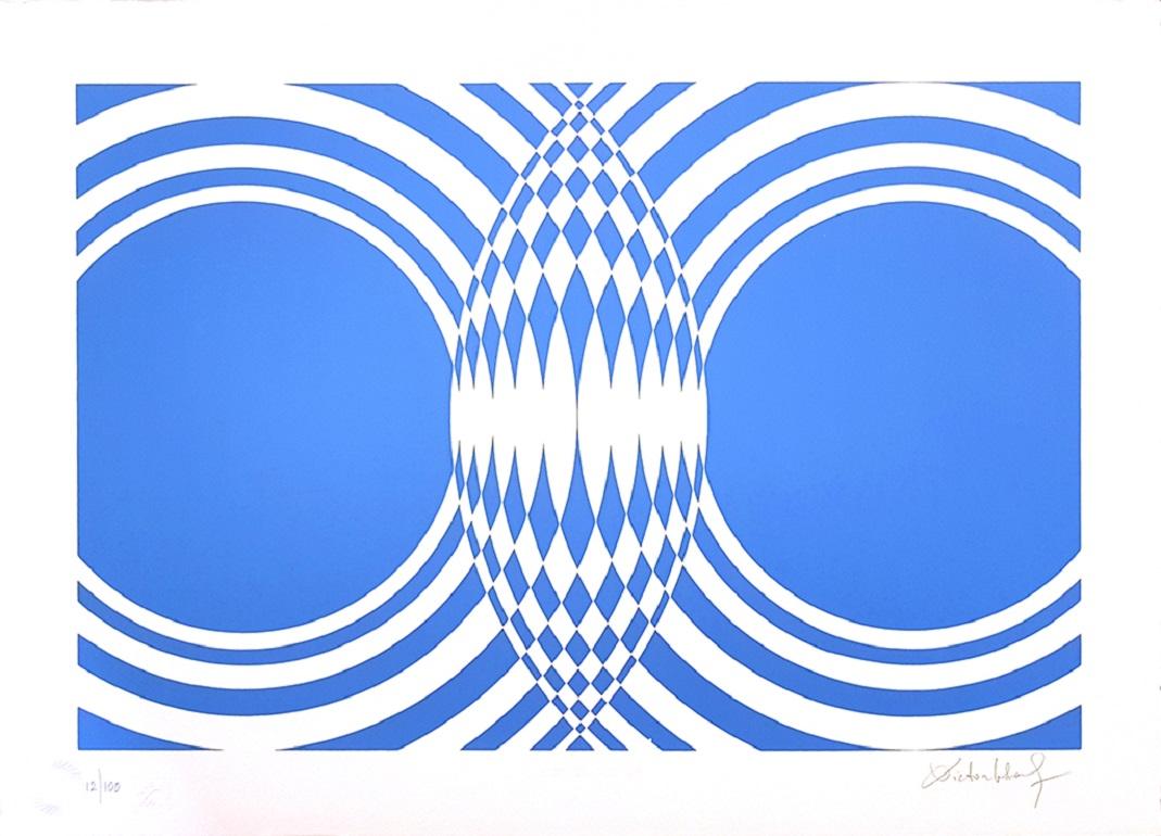 Victor Debach Abstract Print - "Variation of Blue" SELECTION : Three amazing pieces ON SALE