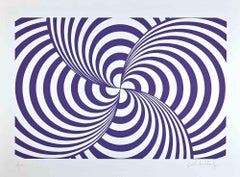 Violet Composition - Screen Print by Victor Debach - 1970s