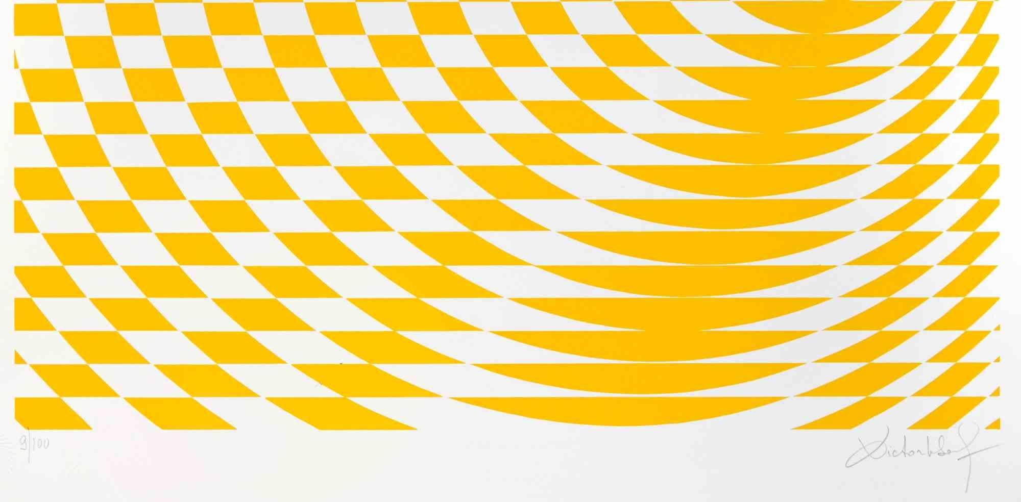 Yellow Composition - Screen Print by Victor Debach - 1970s For Sale 1