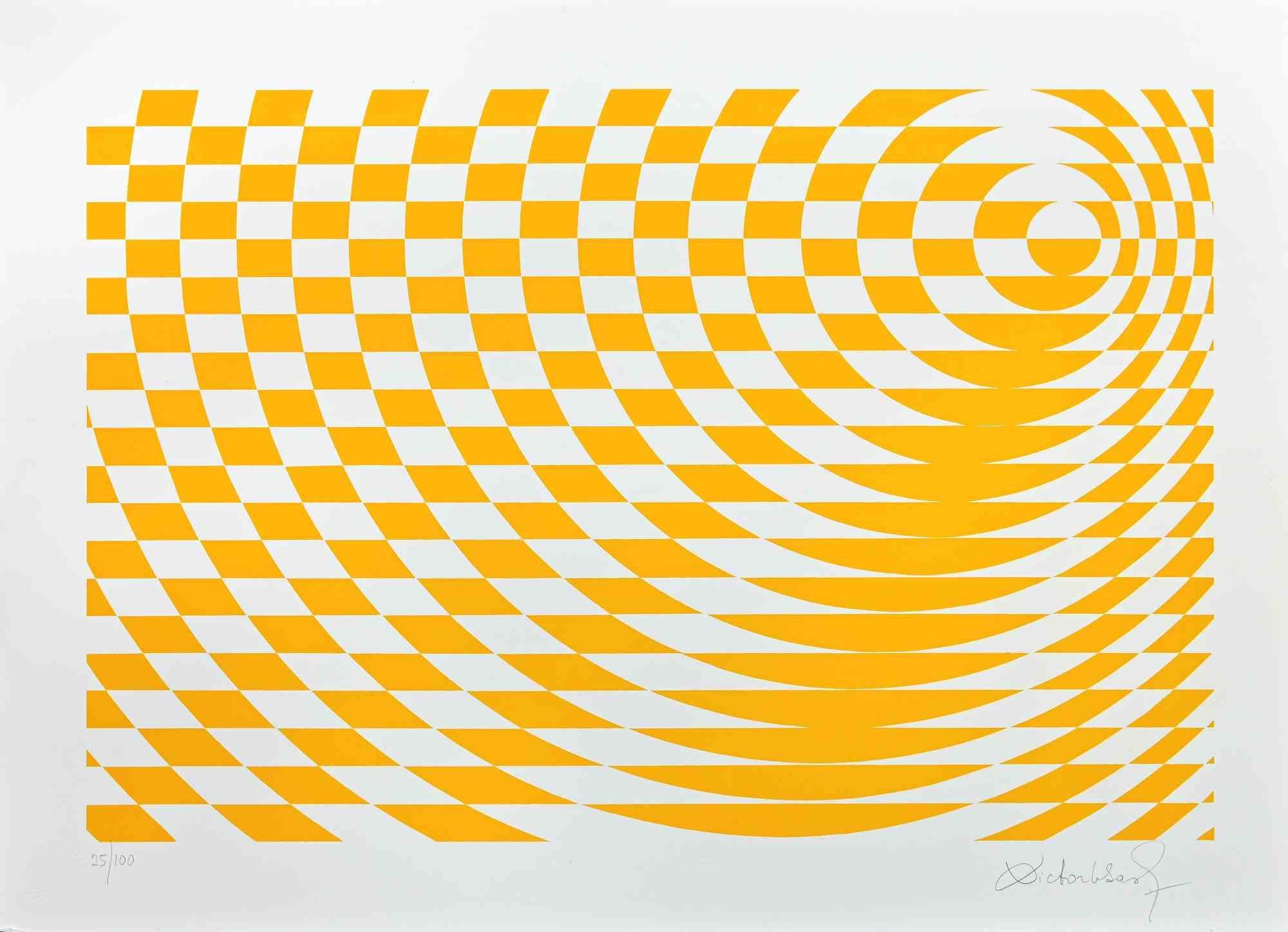 Yellow Composition is an original screen print realized by Victor Debach in 1970s.

Hand signed and numbered. Edition of 100 prints. On headed paper.