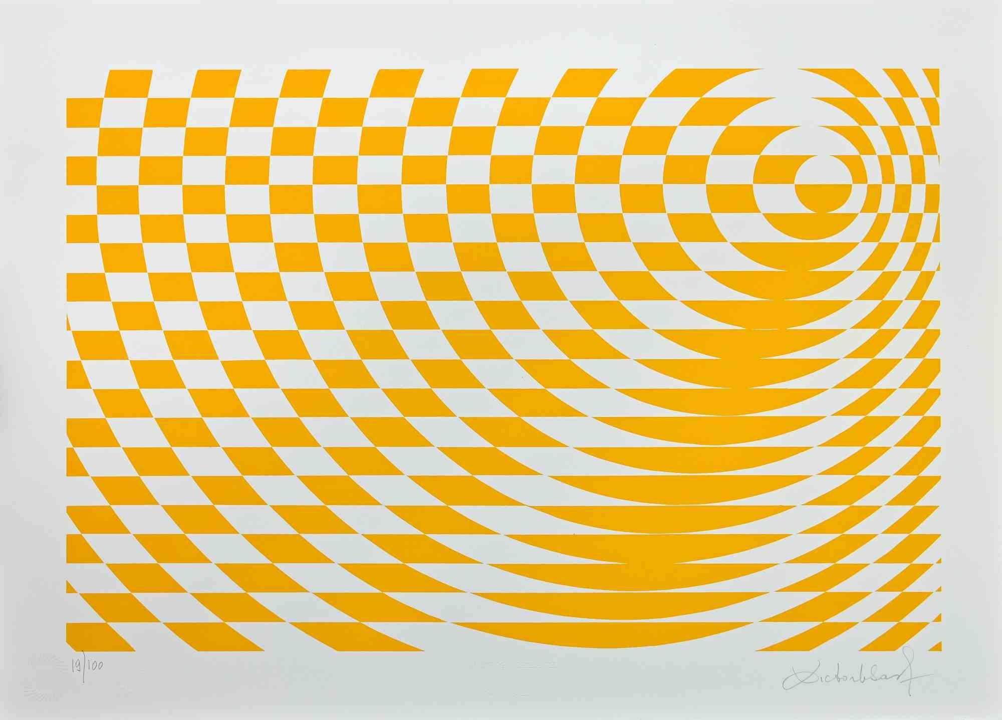 Yellow Composition - Screen Print by Victor Debach - 1970s
