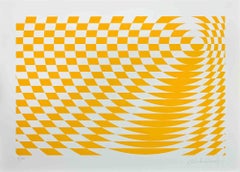 Yellow Composition - Screen Print by Victor Debach - 1970s