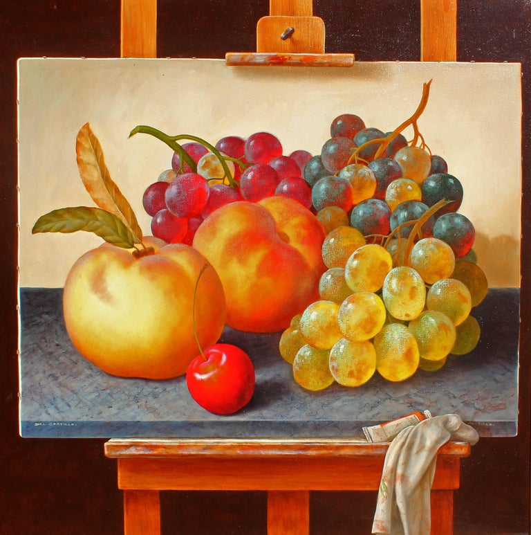 Large Surreal Latin American Oil Painting - Brown Still-Life Painting by Victor Del Castillo