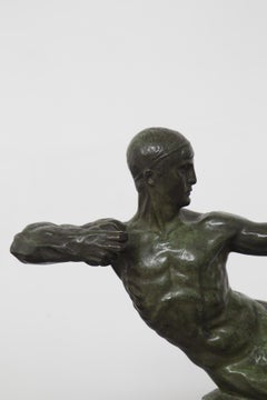 Victor Demanet Sculpture "the Archer" in Bronze, Signed 1925