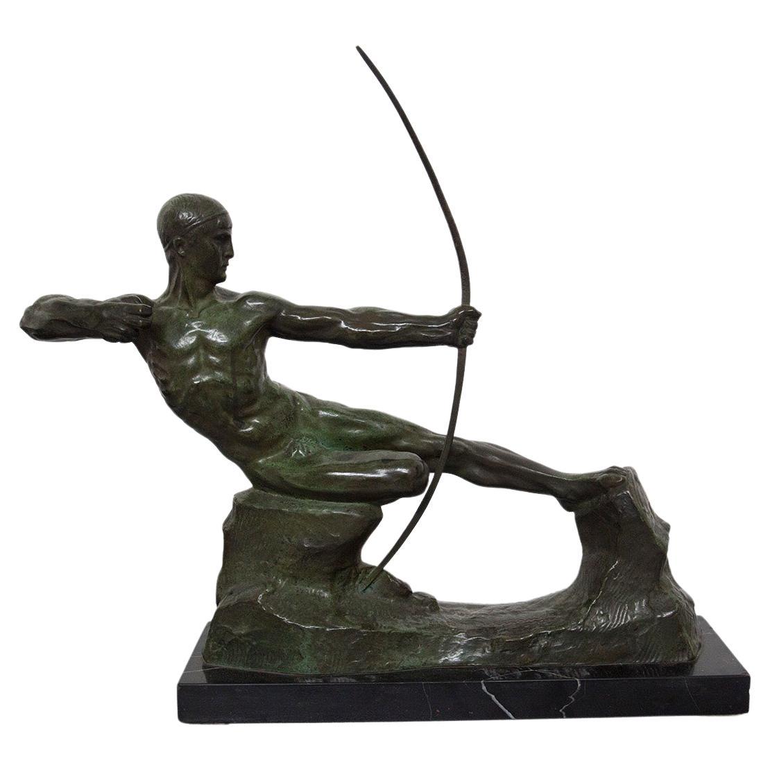 Victor Demanet Sculpture "the Archer" in Bronze, Signed 1925 For Sale