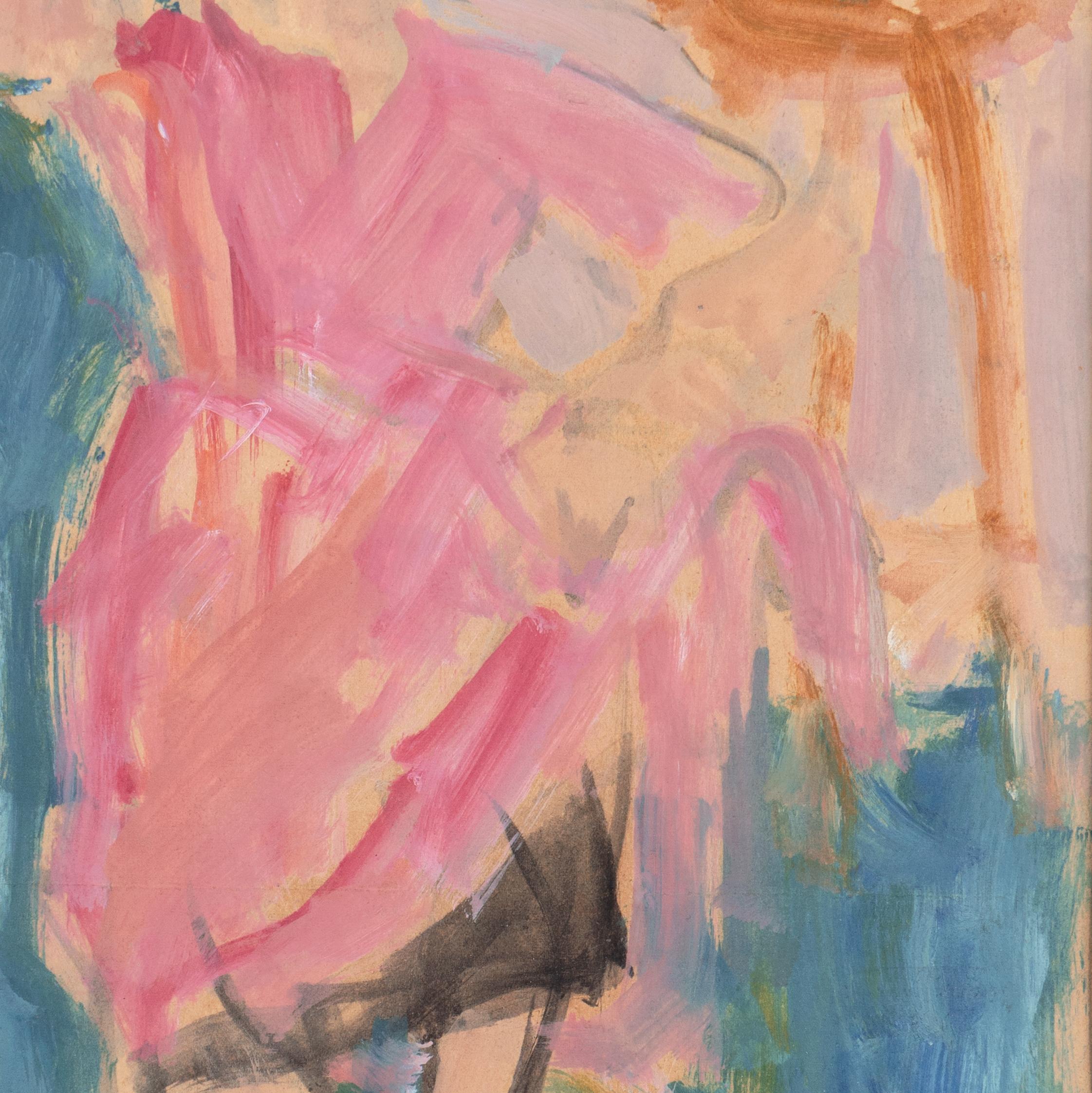 Di Gesu Estate (americano, 1914-1988) timbro sul retro e dipinto nel 1955 circa.
Dimensioni della cornice: 18 x 1 x 13 pollici

Vincitore del Prix Othon Friesz, Victor di Gesu ha frequentato dapprima il Los Angeles Art Center e la Chouinard Art