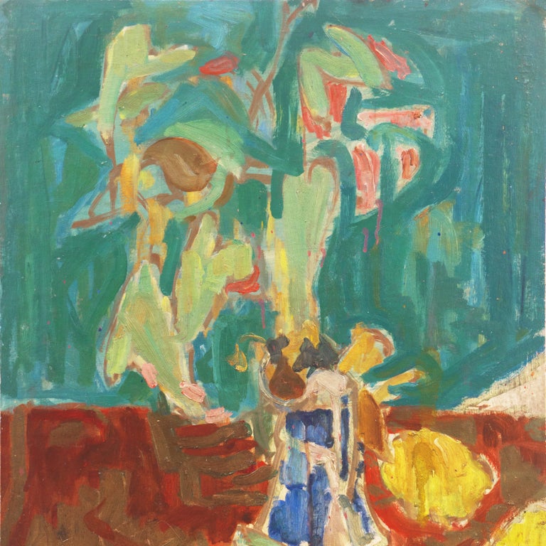 'Flowers in a Blue and White Jug', Louvre, Academie Chaumiere, California, LACMA - Gray Still-Life Painting by Victor Di Gesu