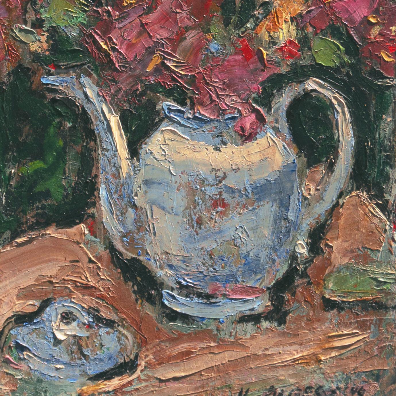 'Flowers in a Blue Teapot', Paris, Louvre, Académie Chaumière, California, LACMA For Sale 3