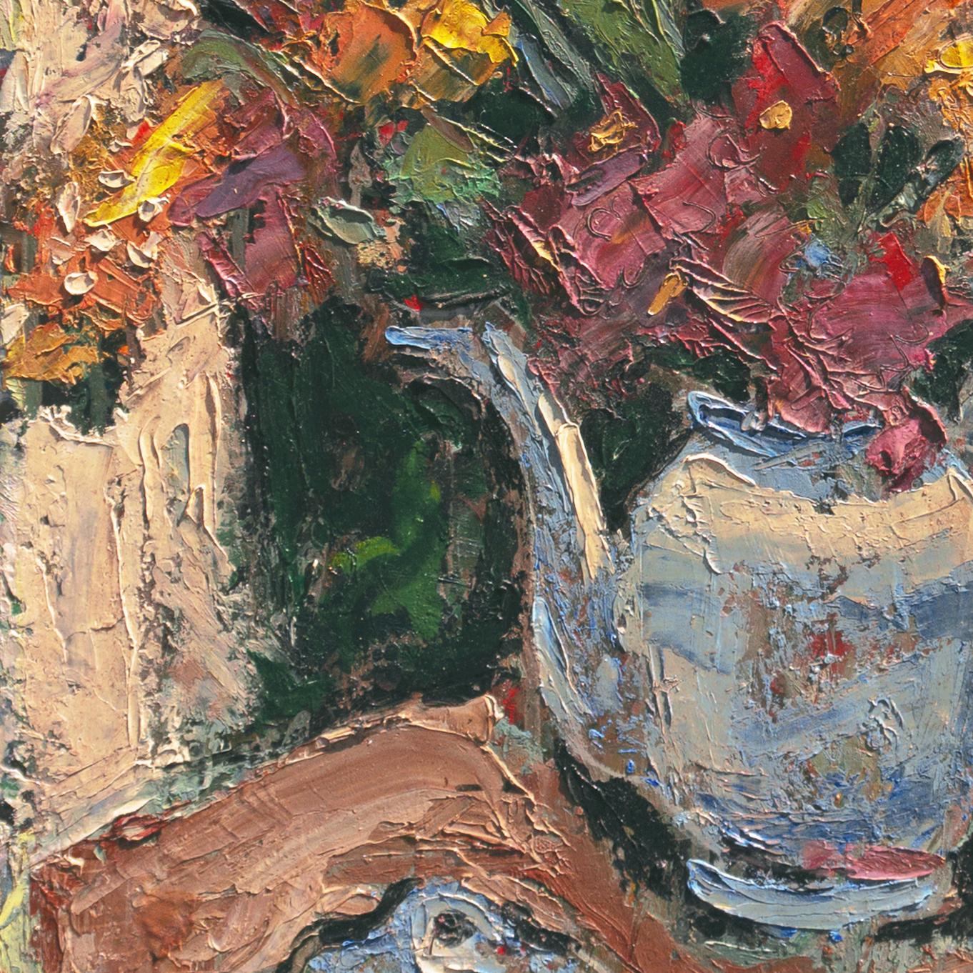 „Flowers in a Blue Teapot“, Paris, Louvre, Salon d'Automne, LACMA, Carmel, SFAA (Post-Impressionismus), Painting, von Victor Di Gesu