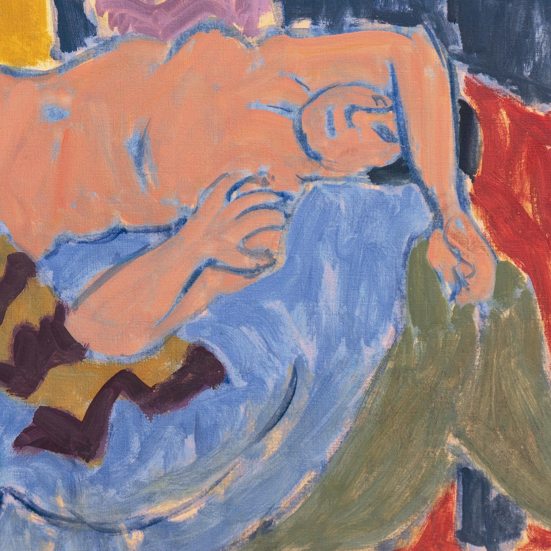 « Reclining Nude in Interior », Californie post-impressionniste, Louvre, LACMA, SFAA - Post-impressionnisme Painting par Victor Di Gesu