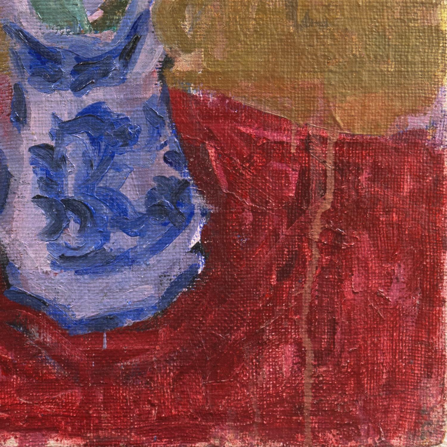 'Marigolds in a Delft Jug', Paris, Louvre, Académie Chaumière, SFAA, LACMA - Post-Impressionist Painting by Victor Di Gesu