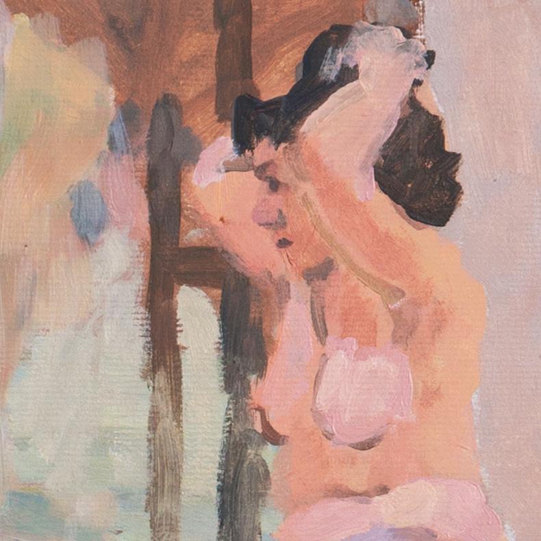 'Nude by a Mirror', Paris, Louvre, Académie Chaumière, California, LACMA, SFAA - Post-Impressionist Painting by Victor Di Gesu