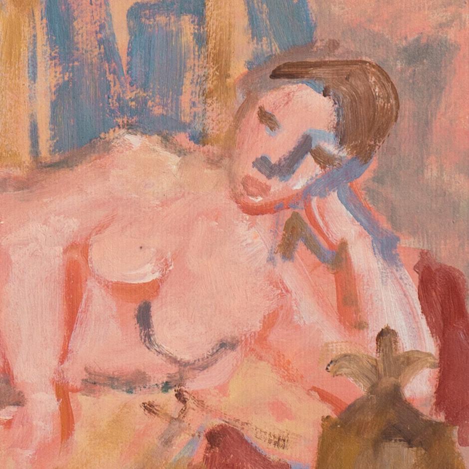 'Reclining Nude', Paris, Louvre, Académie Chaumière, LACMA, SFAA, California - Painting by Victor Di Gesu