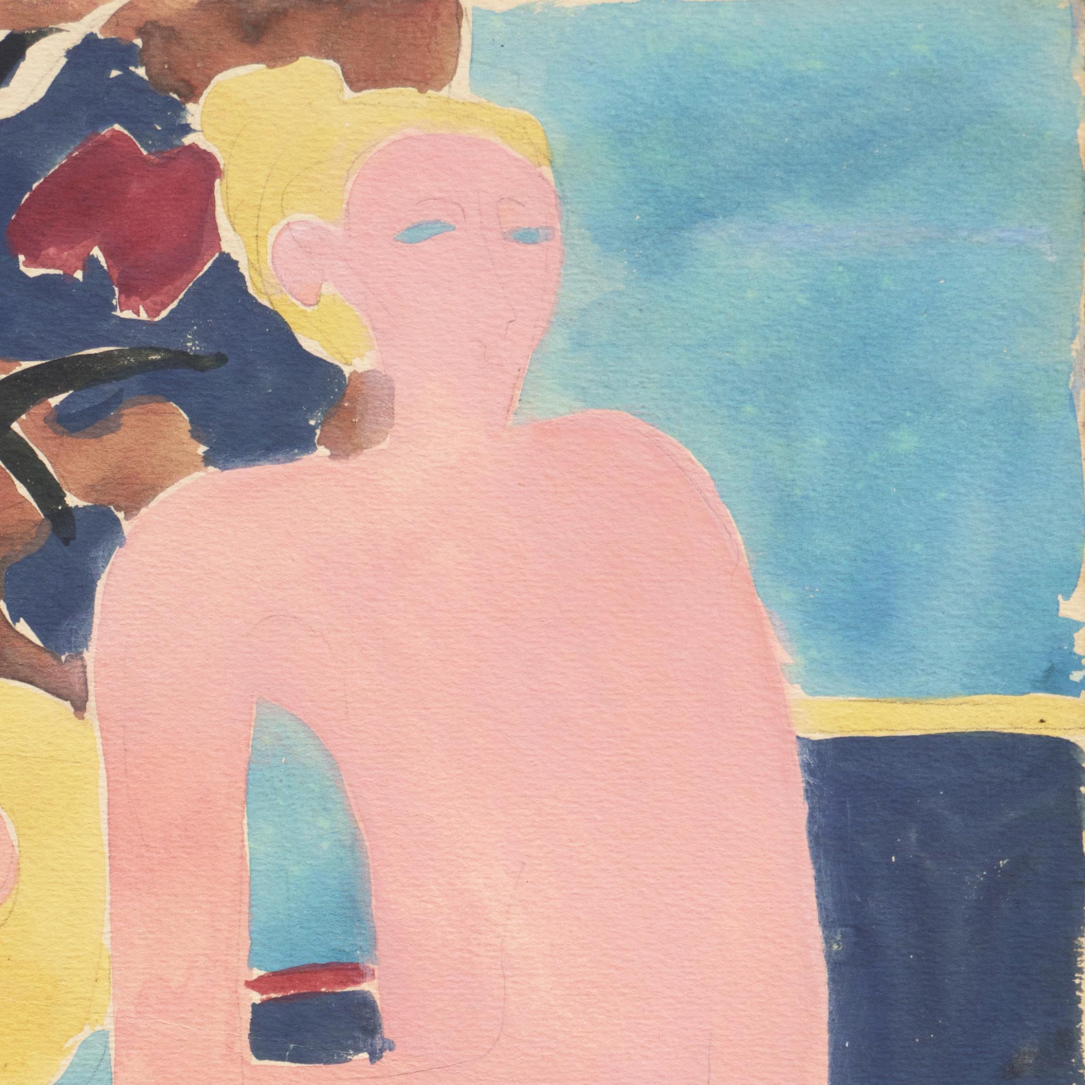'Seated Nude', Paris, Louvre, LACMA, Académie Chaumière, SFAA, California Fauve - Beige Nude Painting by Victor Di Gesu