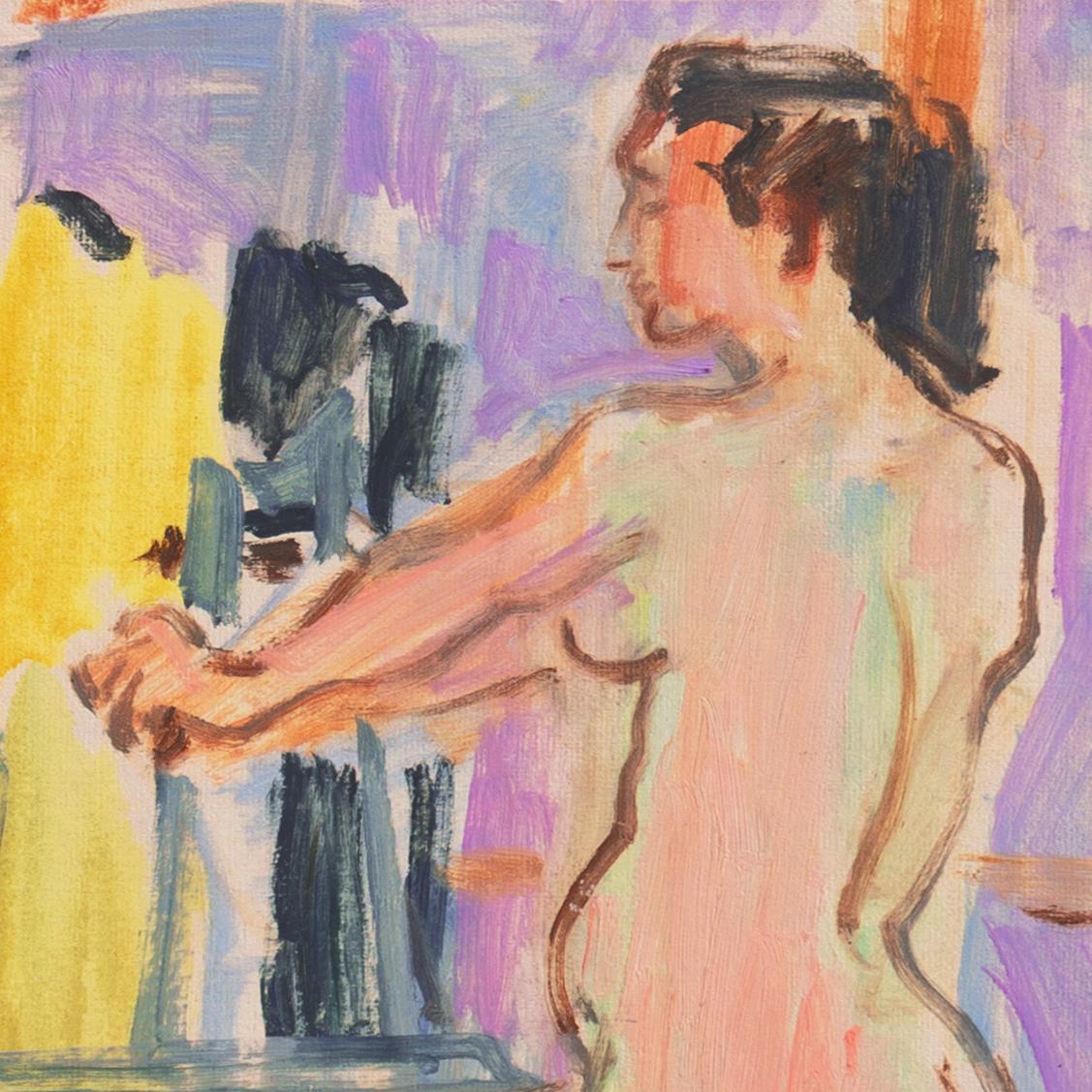 'Standing Nude', Paris, Louvre, Académie Chaumière, California, SFAA, LACMA - Post-Impressionist Painting by Victor Di Gesu