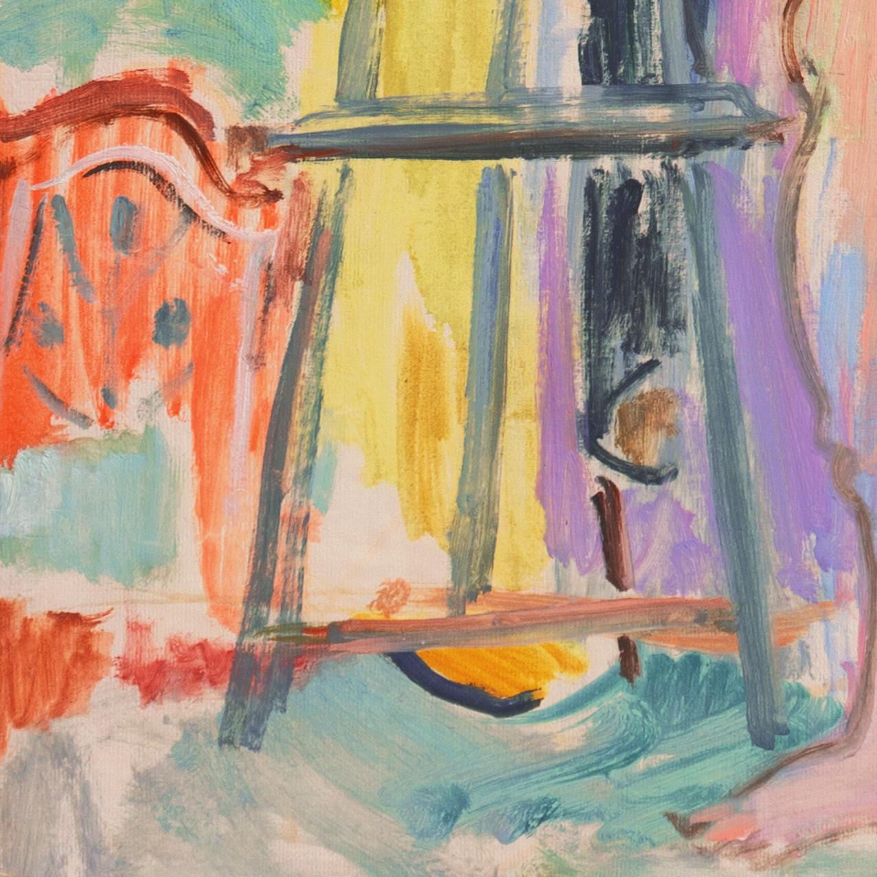 Stamped verso with  estate stamp for Victor Di Gesu (American, 1914-1988) and painted circa 1960.

Winner of the Prix Othon Friesz, Victor di Gesu first attended the Los Angeles Art Center and the Chouinard Art School before moving to Paris where he