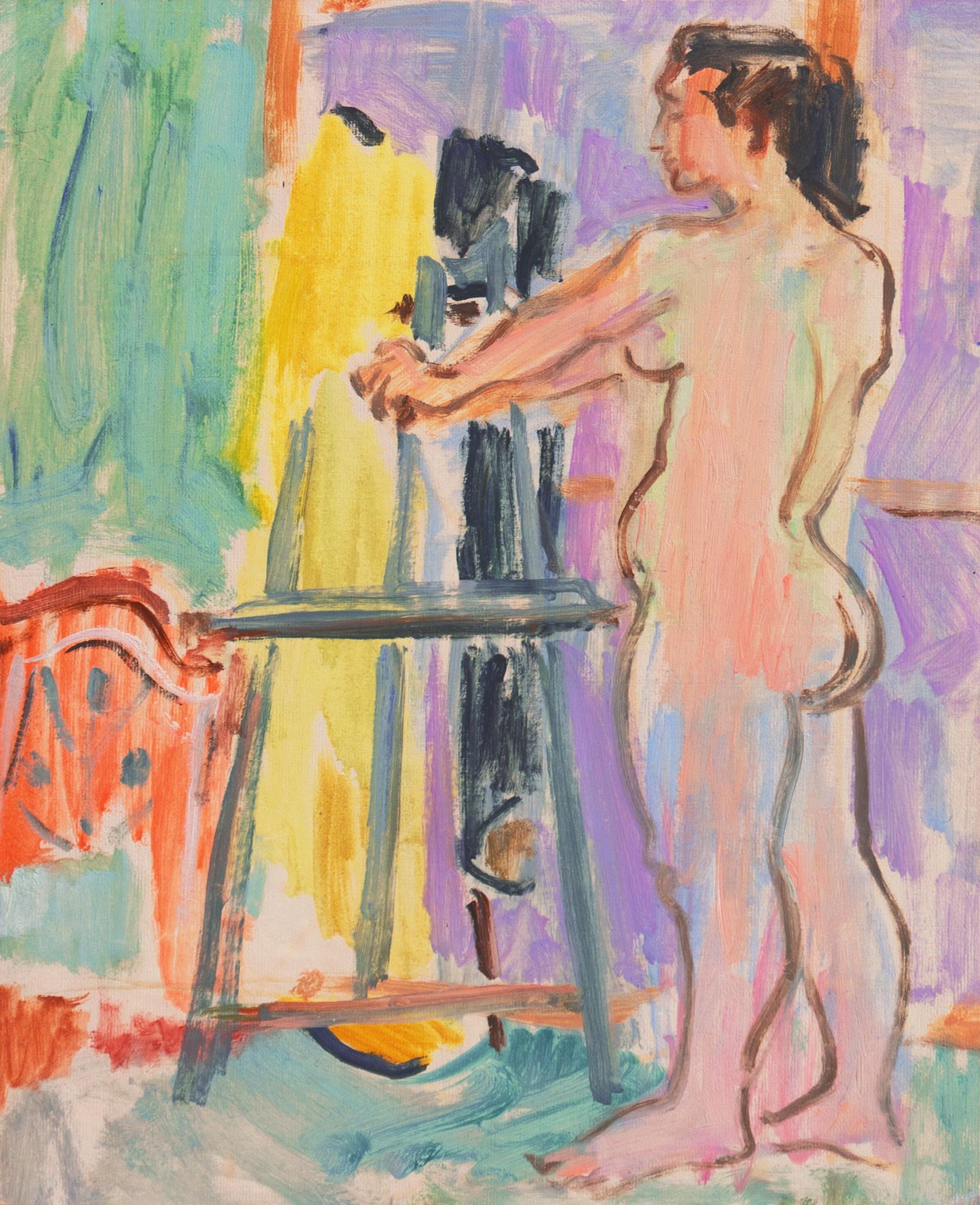 Victor Di Gesu Figurative Painting - 'Standing Nude', Paris, Louvre, Académie Chaumière, California, SFAA, LACMA