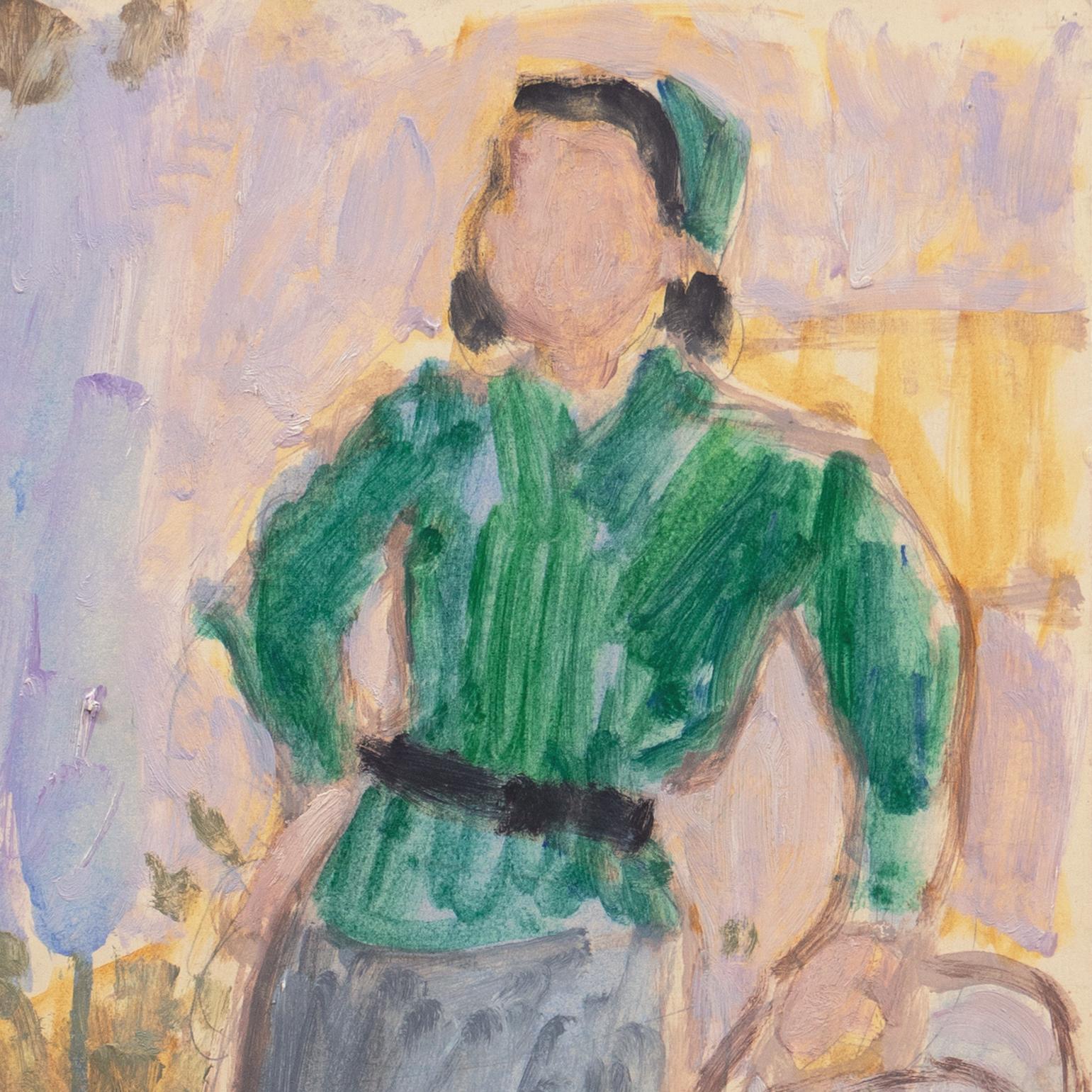 'Woman in Green' Louvre, Académie Chaumière, Paris, LACMA - Painting by Victor Di Gesu