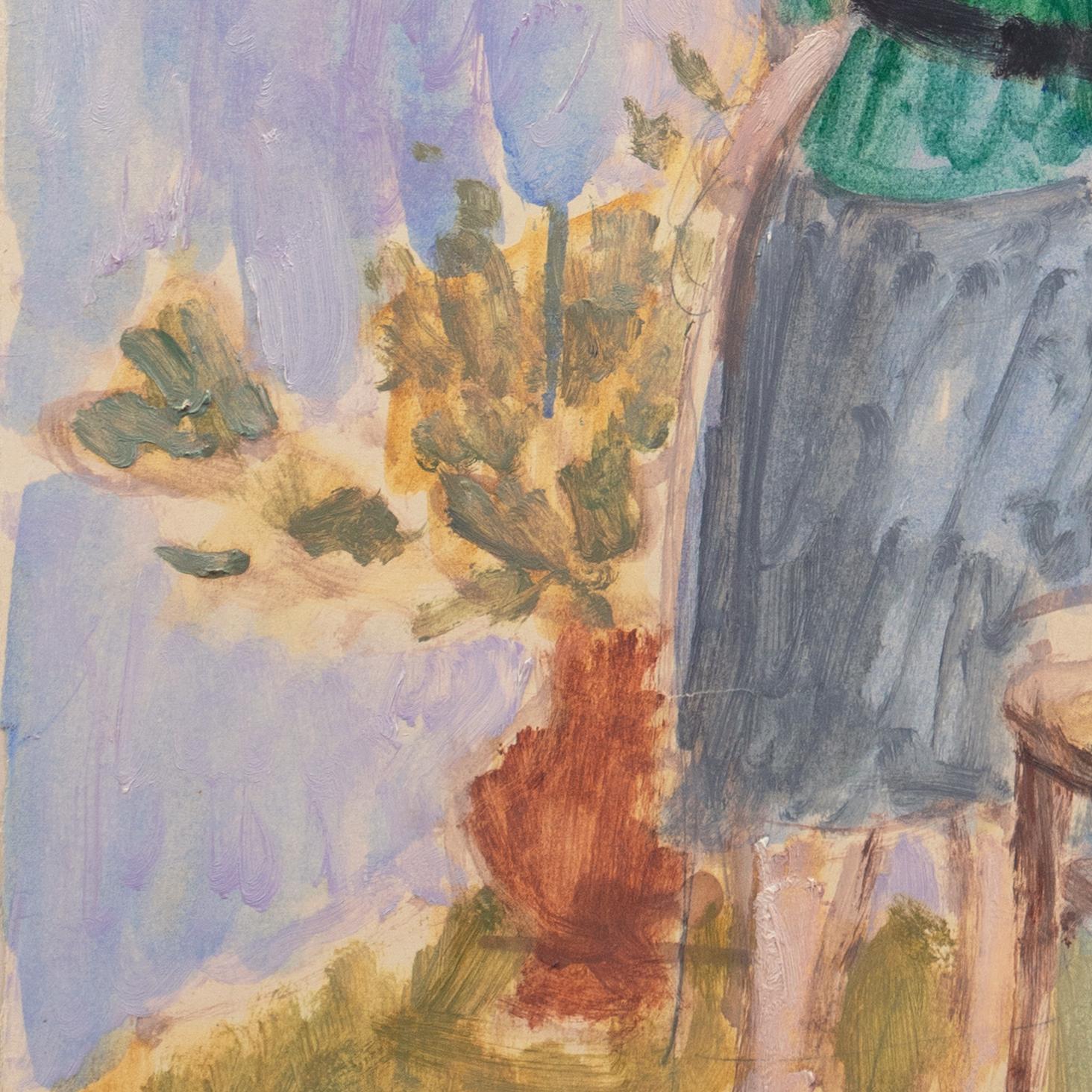 'Woman in Green' Louvre, Académie Chaumière, Paris, LACMA - Post-Impressionist Painting by Victor Di Gesu