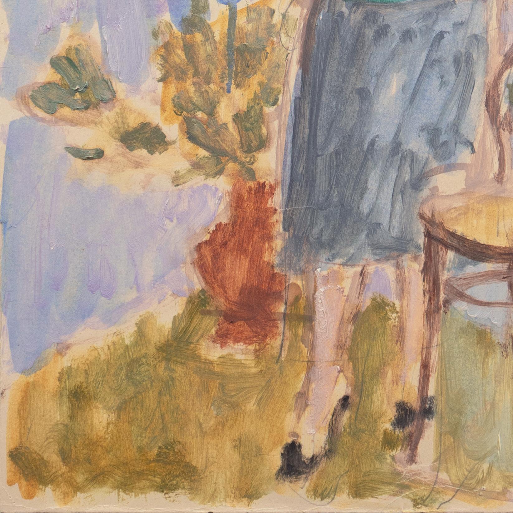 'Woman in Green' Louvre, Académie Chaumière, Paris, LACMA - Beige Figurative Painting by Victor Di Gesu