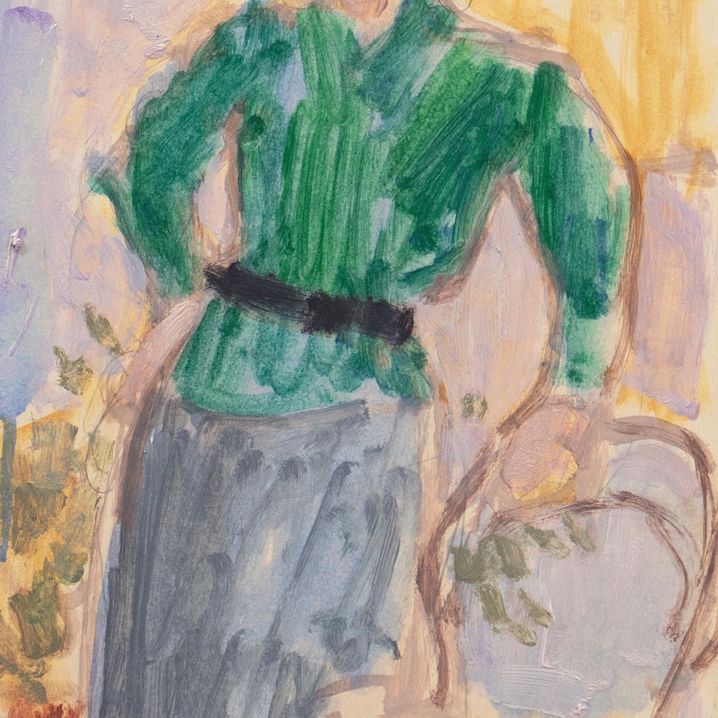 'Woman in Green' Louvre, Académie Chaumière, Paris, LACMA

Victor Di Gesu (American, 1914-1988) estate stamp, verso, and painted circa 1955.

Winner of the Prix Othon Friesz, Victor di Gesu first attended the Los Angeles Art Center and the Chouinard
