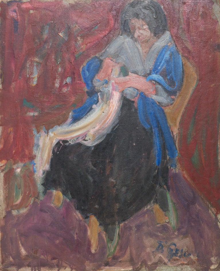 'Woman Seated', LACMA, Louvre, SFAA, California Post-Impressionist Figural oil For Sale 3