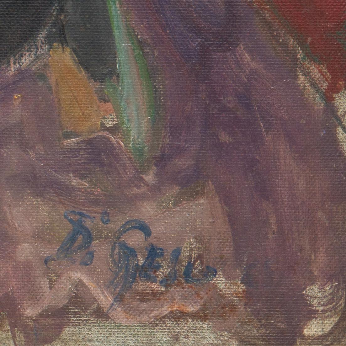 Signed verso 'Di Gesu' for Victor Di Gesu (American, 1914-1988) and painted circa 1965.

Winner of the Prix Othon Friesz, Victor di Gesu first attended the Los Angeles Art Center and the Chouinard Art School before moving to Paris where he studied