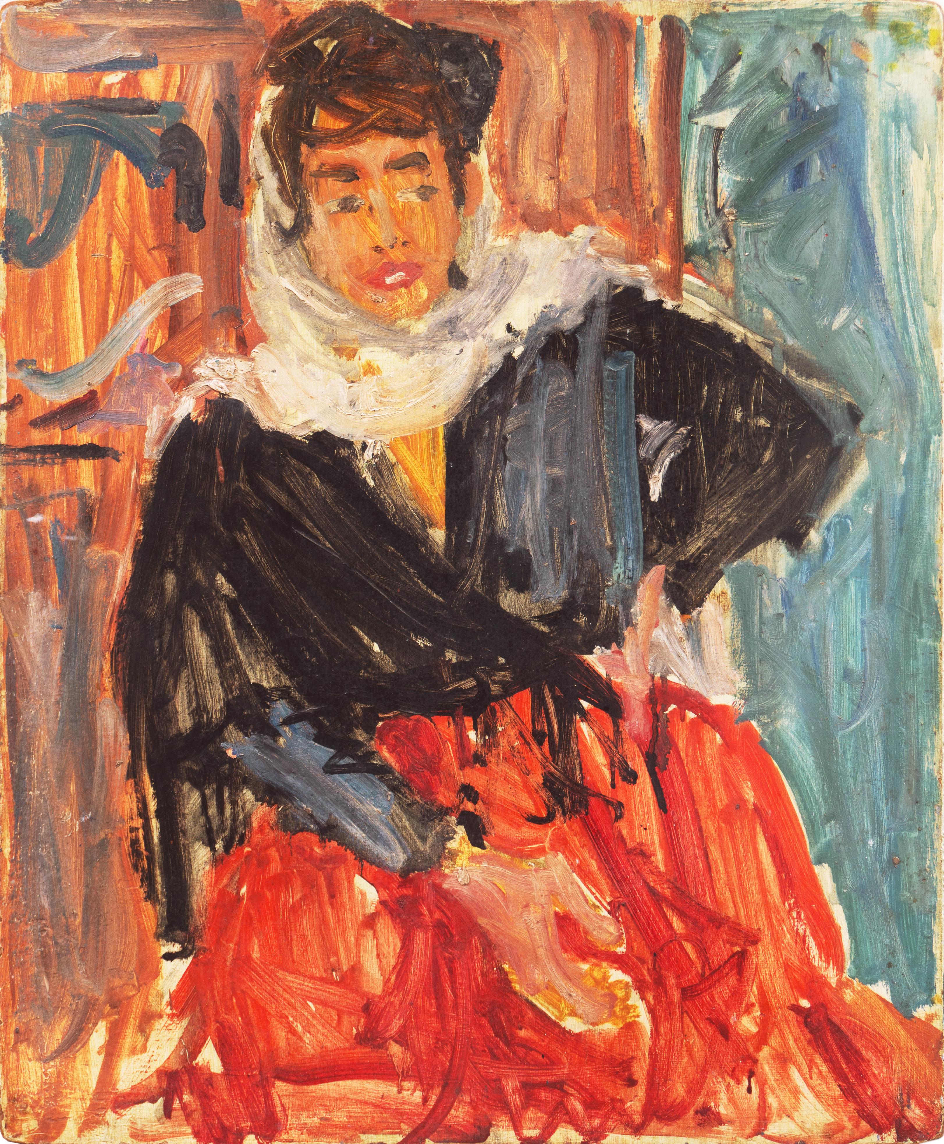 Interior Painting di Victor Di Gesu - Donna seduta", Parigi, Louvre, Salon d'Automne, Académie Chaumière, LACMA, SFAA