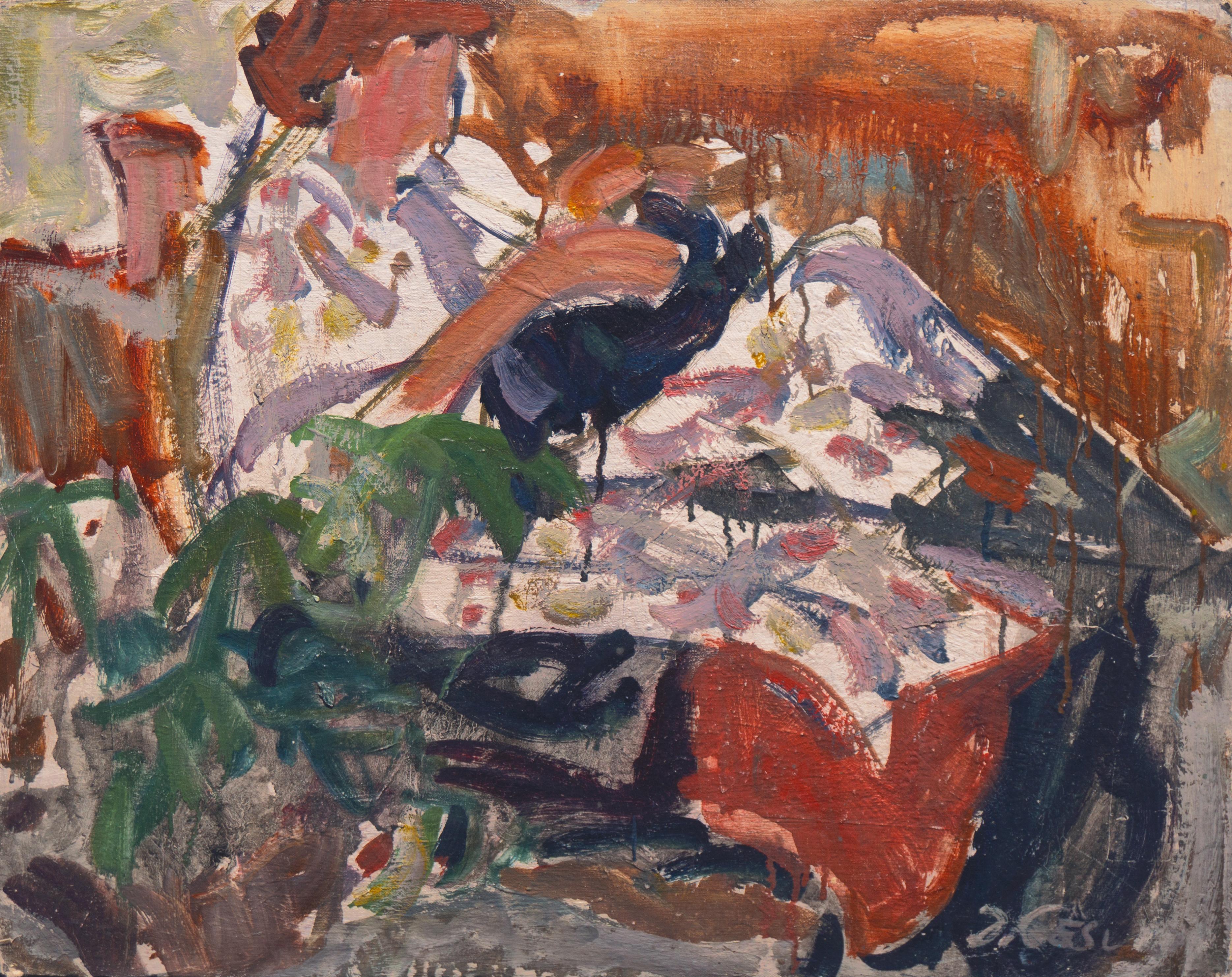 Figurative Painting di Victor Di Gesu - Donna che cuce", Parigi, Louvre, Académie Chaumière, Carmel, LACMA, SFAA