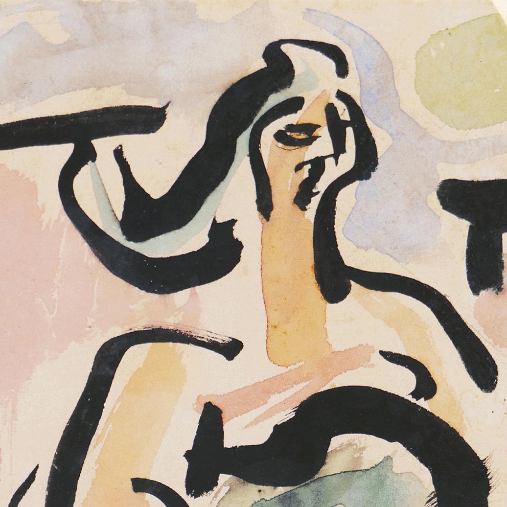 „Frau mit Gitarre“, Paris, Louvre, Salon d'Automne, Ac. Chaumière, LACMA, SFAA (Post-Impressionismus), Art, von Victor Di Gesu