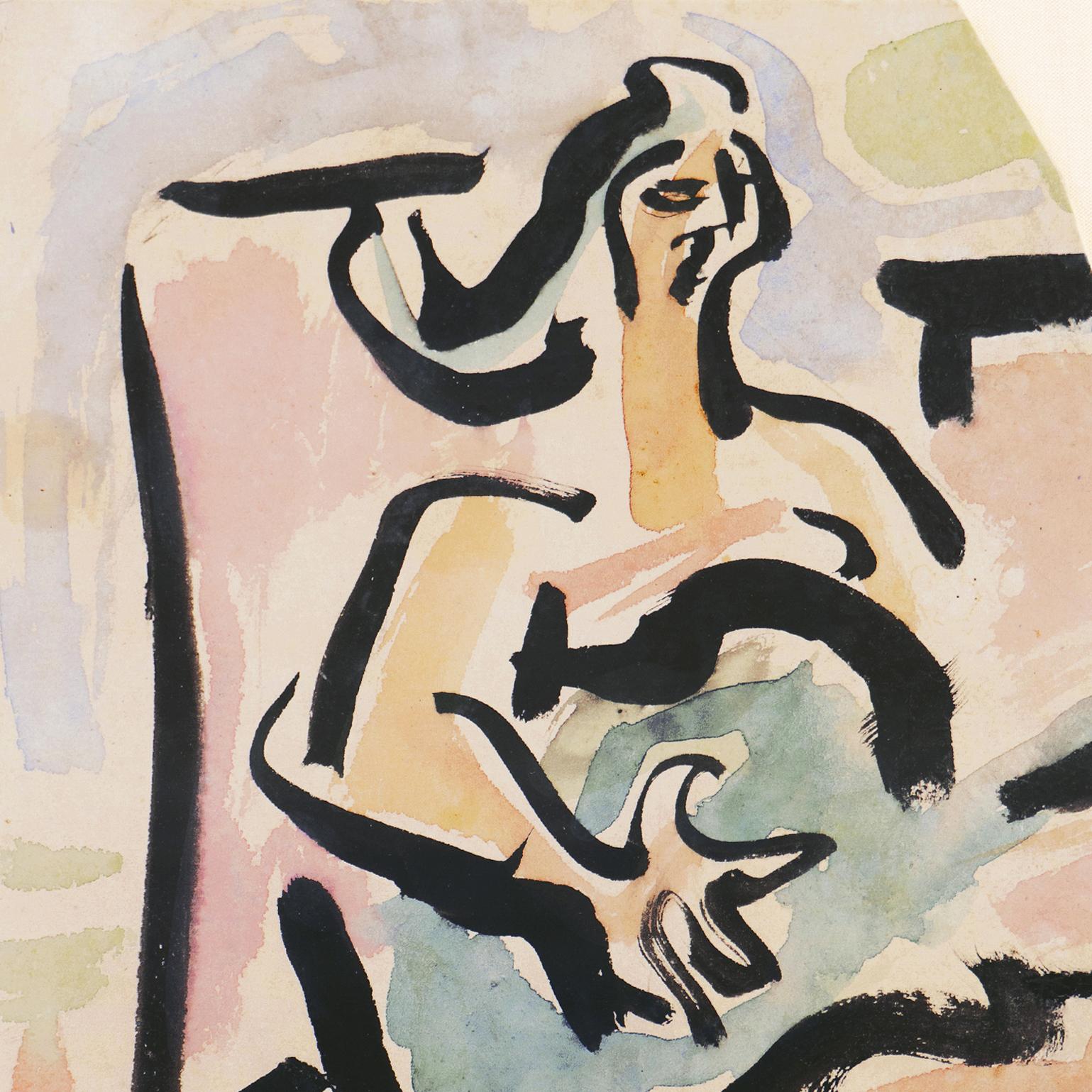 'Woman with Guitar', Paris, Louvre, Salon d'Automne, Ac. Chaumière, LACMA, SFAA - Post-Impressionist Art by Victor Di Gesu