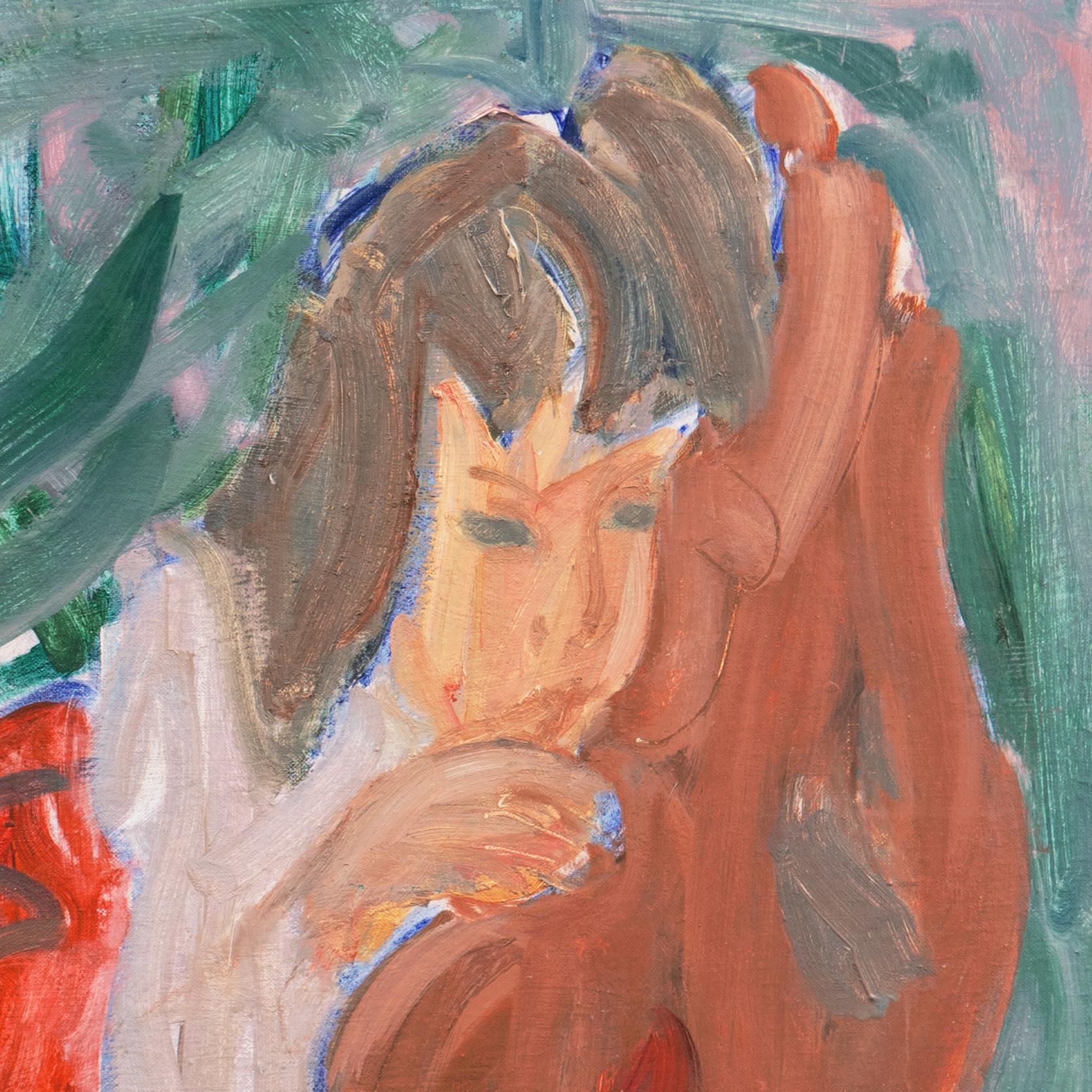 'Young Girl Seated', Paris, Louvre, Salon d'Automne, Ac. Chaumière, LACMA, SFAA - Brown Figurative Painting by Victor Di Gesu