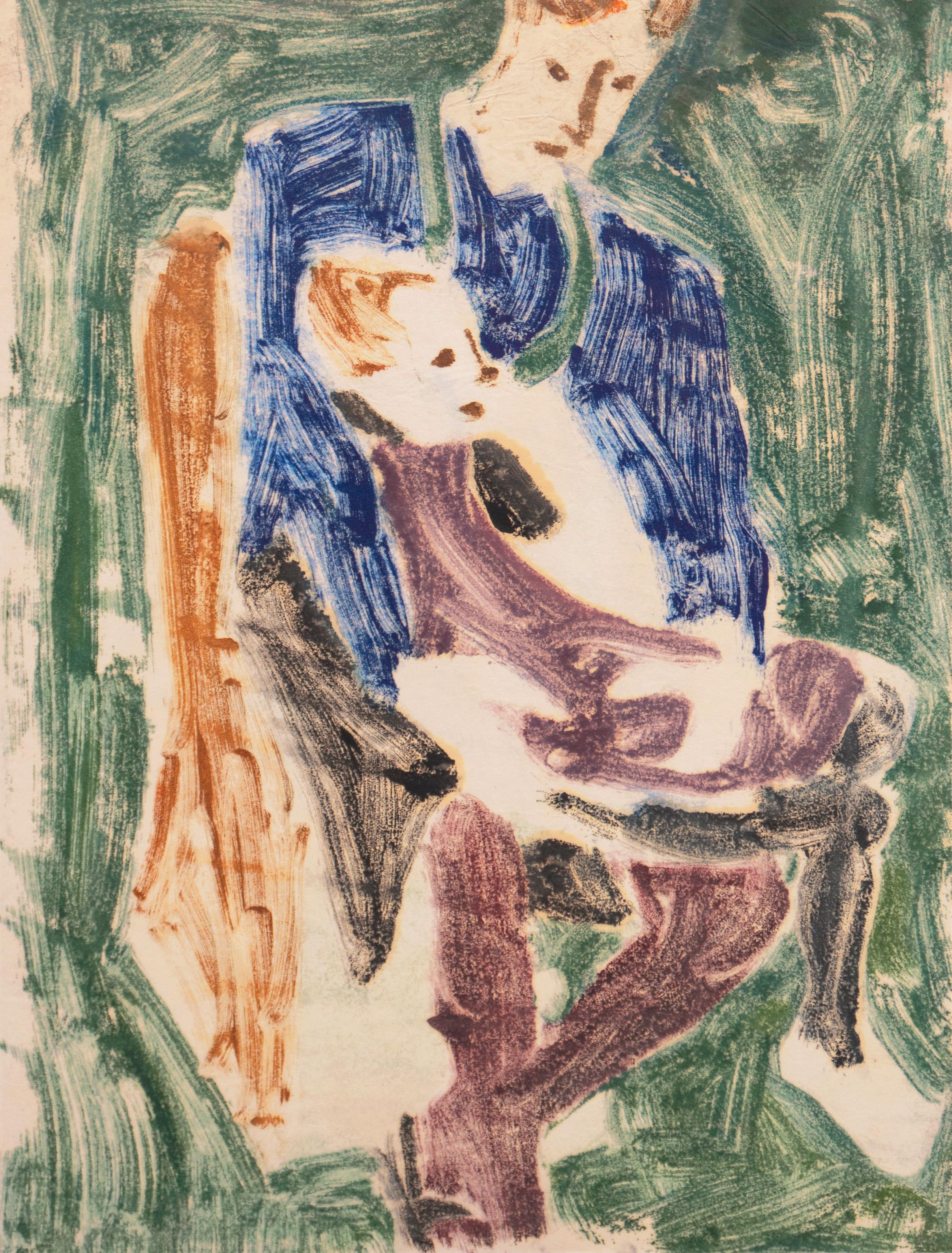 Victor Di Gesu Figurative Print - 'Mother and Child', Paris, Louvre, Académie Chaumière, Carmel, LACMA, SFAA