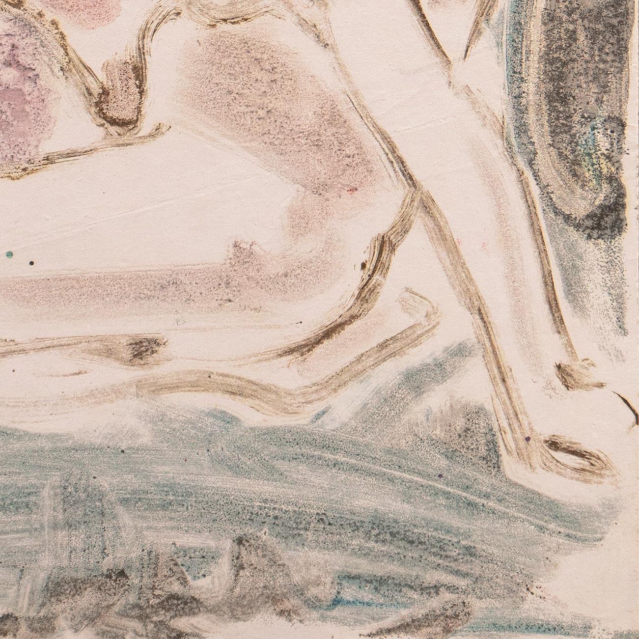 Estampada, en el reverso, con el sello de propiedad de Victor Di Gesu (estadounidense, 1914-1988) y creada hacia 1955.

Ganador del Premio Othon Friesz, Victor di Gesu asistió primero al Centro de Arte de Los Ángeles y a la Escuela de Arte Chouinard