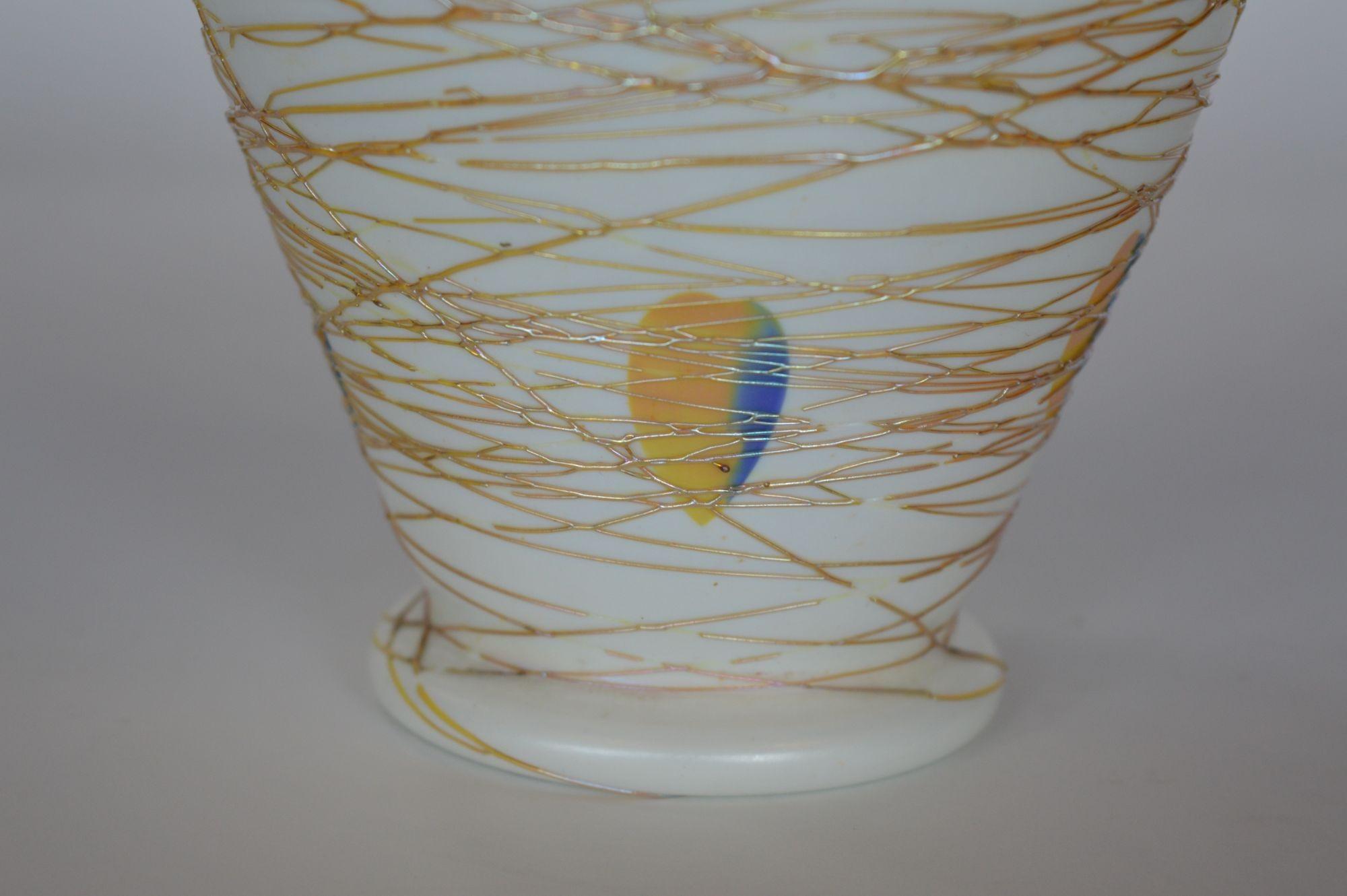 Victor Durand Colorful Threaded Art Glass Vase In Good Condition For Sale In Los Angeles, CA