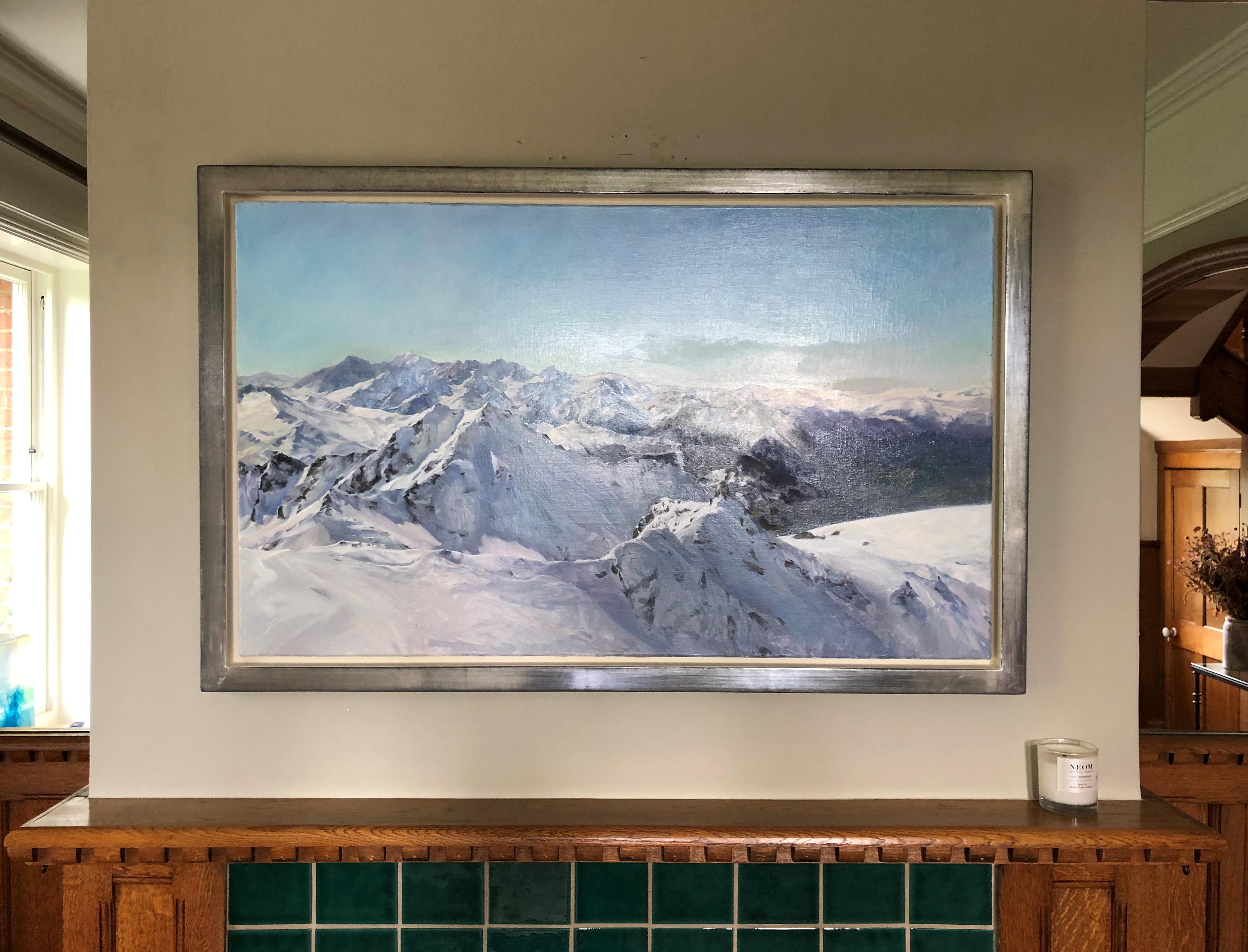 Bec Des Rosses is an original oil onto canvas by Russian painter Victor Egorov. The Bec des Rosses is a mountain overlooking Verbier in the Swiss canton of Valais and renowned as one of the toughest mountains to ski in the Alps.  Egorov's realist