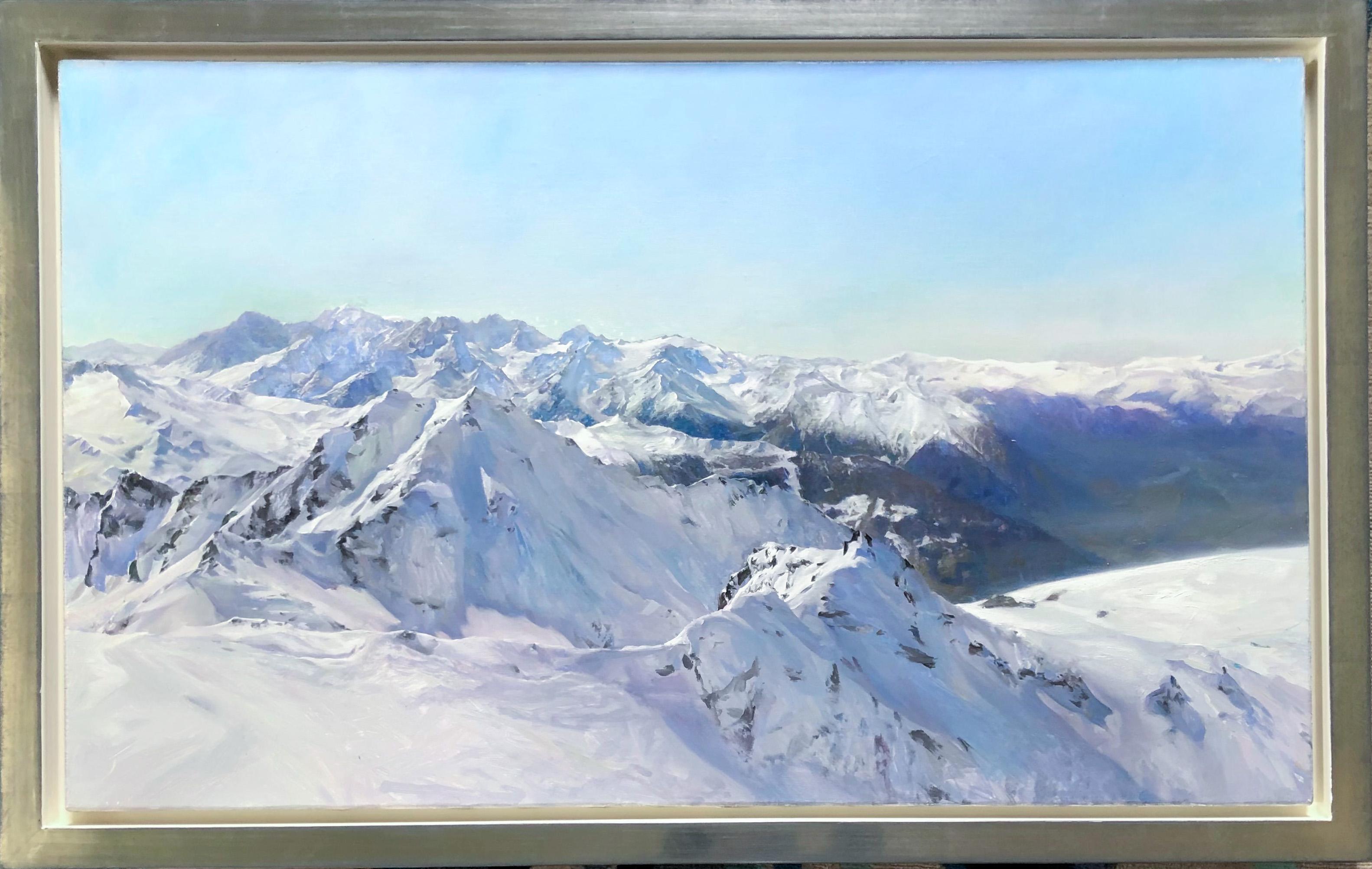 Bec Des Rosses - Victor Egorov, Russian, Switzerland, Snow, mountains, Alps, Oil For Sale 1