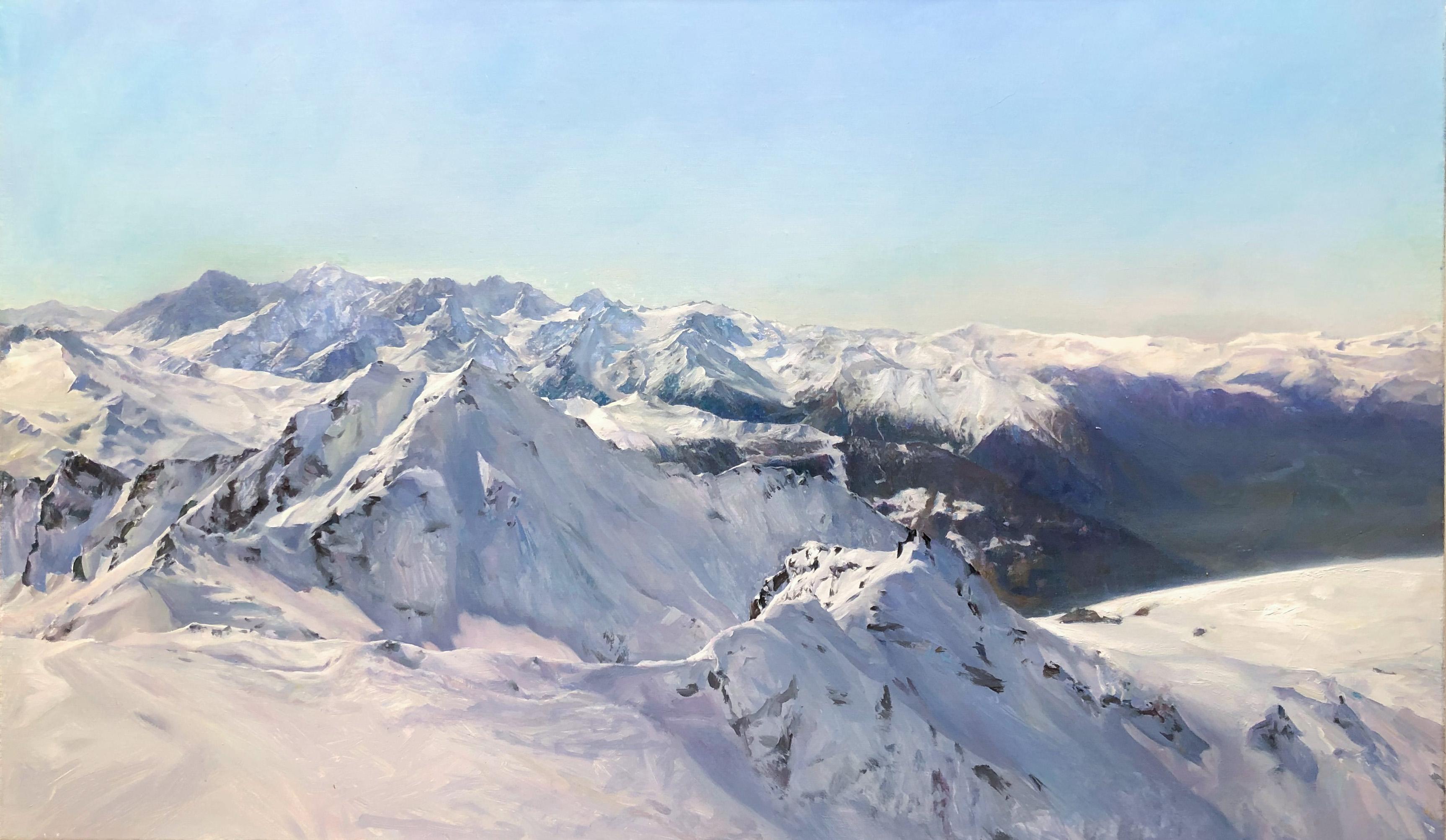 Bec Des Rosses - Victor Egorov, Russian, Switzerland, Snow, mountains, Alps, Oil