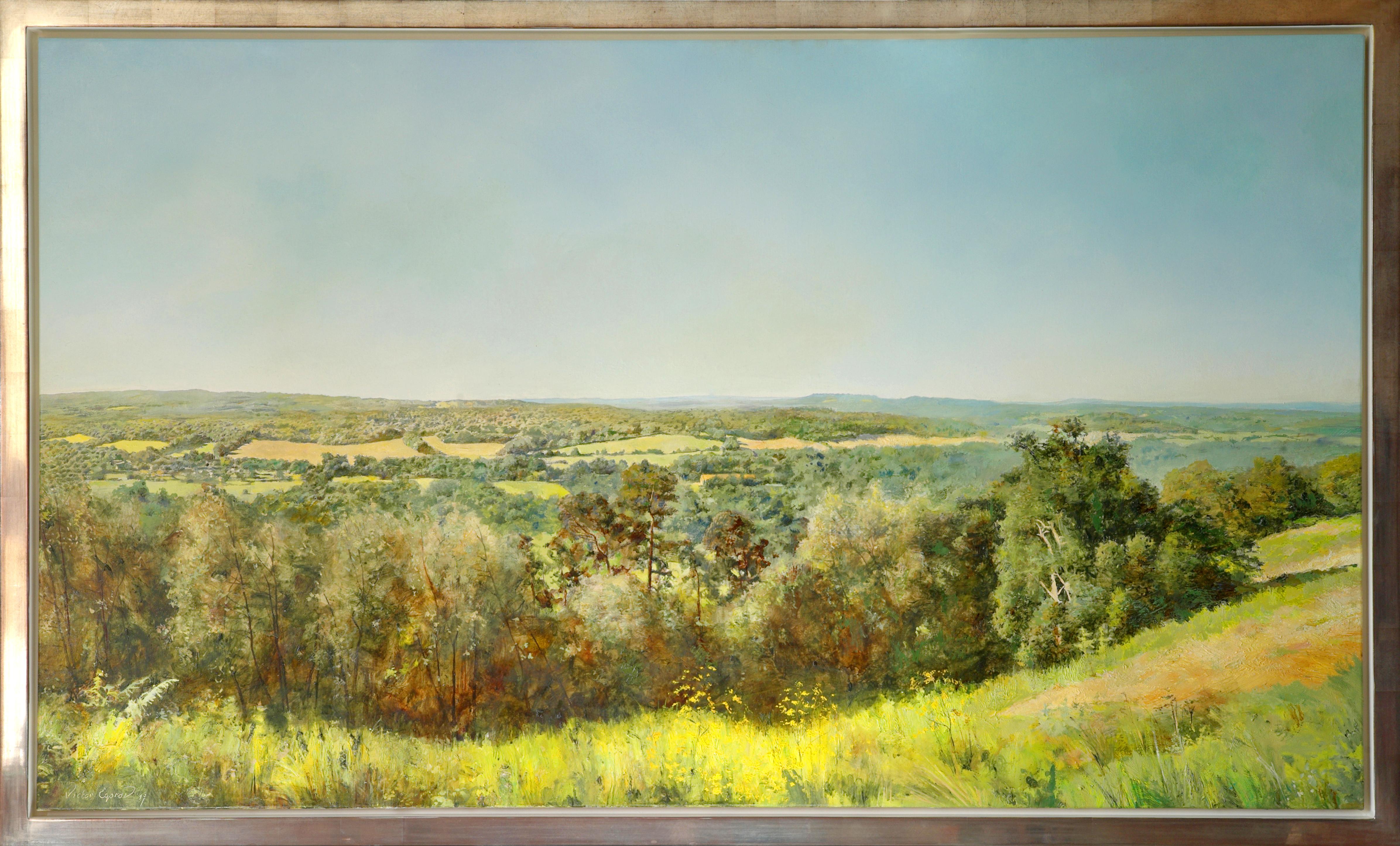 Newlands Corner est une huile sur toile originale qui capture "Newlands Corner", un lieu de beauté populaire de la campagne anglaise qui offre certaines des meilleures vues sur les collines du Surrey. Le peintre russe Victor Egorov a un style